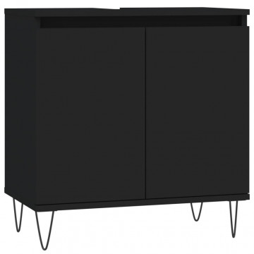 Dulap de baie, negru, 58x33x60 cm, lemn prelucrat - Img 1