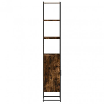 Dulap de baie, stejar afumat, 33x33x185,5 cm, lemn prelucrat - Img 6