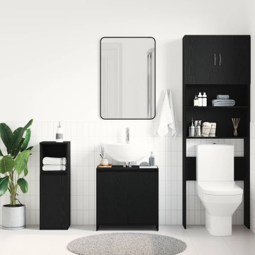 Dulap de baie stejar negru 60x33x60 cm lemn prelucrat - Img 3
