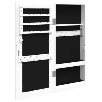 Dulap de bijuterii cu oglindă de perete, alb, 30x8,5x67 cm - Img 8