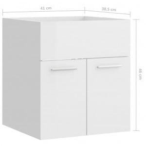 Dulap de chiuvetă, alb extralucios, 41x38,5x46 cm, PAL - Img 7