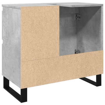 Dulap de chiuvetă baie, gri beton, 65x33x60 cm, lemn prelucrat - Img 5