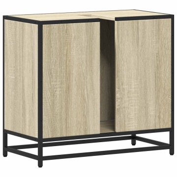 Dulap de chiuvetă baie stejar sonoma 65x33x60 cm lemn prelucrat - Img 6