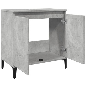 Dulap de chiuvetă, gri beton, 58x33x60 cm, lemn prelucrat - Img 8