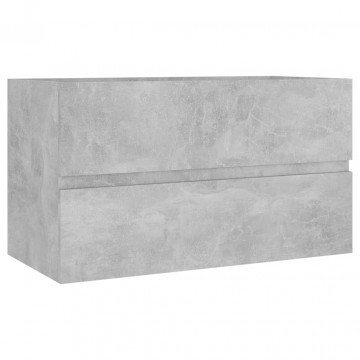 Dulap de chiuvetă, gri beton, 80x38,5x45 cm, PAL - Img 2