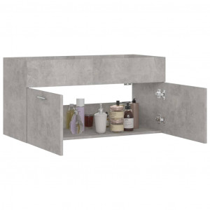 Dulap de chiuvetă, gri beton, 90x38,5x46 cm, PAL - Img 4
