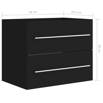 Dulap de chiuvetă, negru, 60x38,5x48 cm, PAL - Img 7