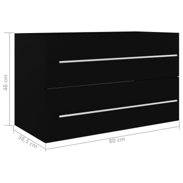 Dulap de chiuvetă, negru, 80x38,5x48 cm, PAL - Img 6