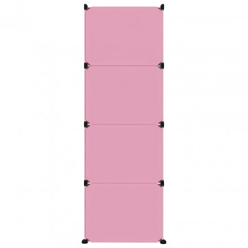 Dulap de depozitare cub pentru copii, 12 cuburi, roz, PP - Img 4