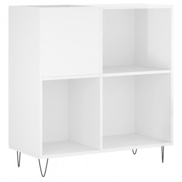 Dulap de discuri alb extralucios 84,5x38x89 cm lemn compozit - Img 2