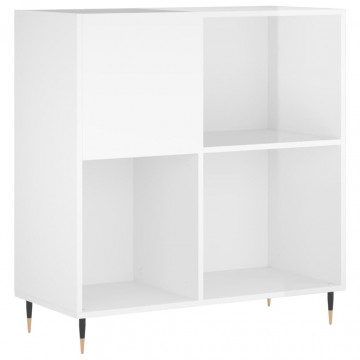 Dulap de discuri alb extralucios 84,5x38x89 cm lemn compozit - Img 2