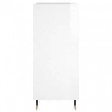 Dulap de discuri alb extralucios 84,5x38x89 cm lemn compozit - Img 8