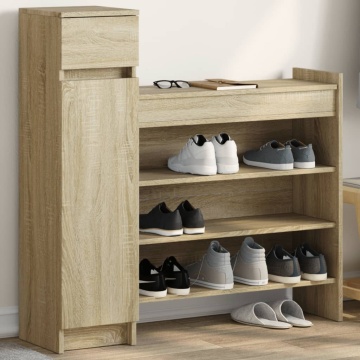 Dulap de pantofi stejar Sonoma 100,5x28x100 cm lemn prelucrat - Img 1