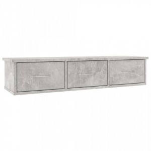 Dulap de perete cu sertare, gri beton, 88x26x18,5 cm, PAL - Img 2