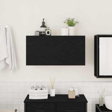 Dulap de perete de baie, negru, 80x25x40 cm, lemn prelucrat - Img 3