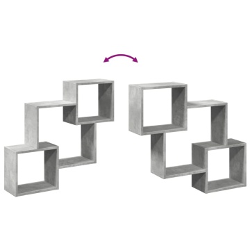 Dulap de perete, gri beton, 78x18x71 cm, lemn prelucrat - Img 6