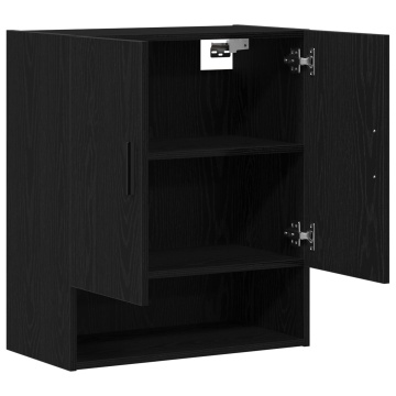 Dulap de perete Negru Stejar 60x31x70 cm din lemn prelucrat - Img 4