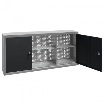 Dulap de perete pentru unelte gri & negru metal stil industrial - Img 3