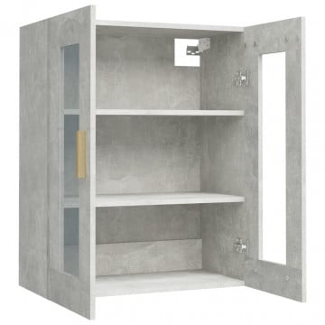 Dulap de perete suspendat, gri beton, 69,5x34x90 cm - Img 8