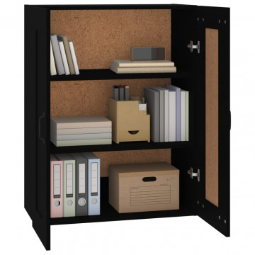 Dulap de perete suspendat, negru, 69,5x32,5x90 cm - Img 4