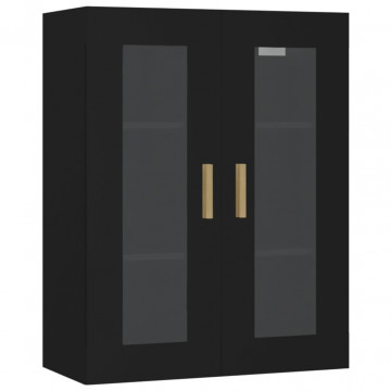 Dulap de perete suspendat, negru, 69,5x34x90 cm - Img 2