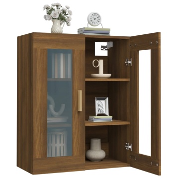 Dulap de perete suspendat, stejar maro, 69,5x34x90 cm - Img 6