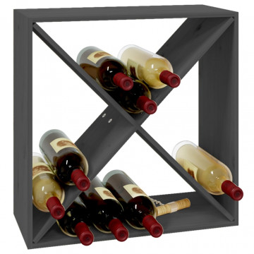 Dulap de vinuri, gri, 62x25x62 cm, lemn masiv de pin - Img 4