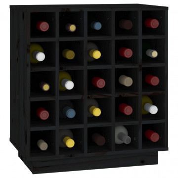 Dulap de vinuri, negru, 55,5x34x61 cm, lemn masiv de pin - Img 4
