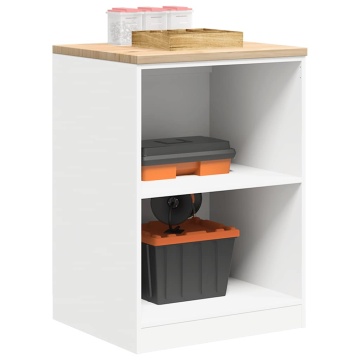 Dulap depozitare garaj alb 60x51x85 cm lemn masiv de pin - Img 1