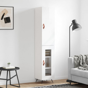 Dulap înalt, alb extralucios, 34,5x34x180 cm, lemn prelucrat - Img 1