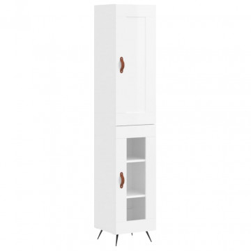 Dulap înalt, alb extralucios, 34,5x34x180 cm, lemn prelucrat - Img 2