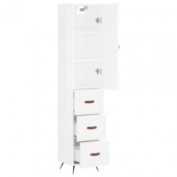 Dulap înalt, alb extralucios, 34,5x34x180 cm, lemn prelucrat - Img 4