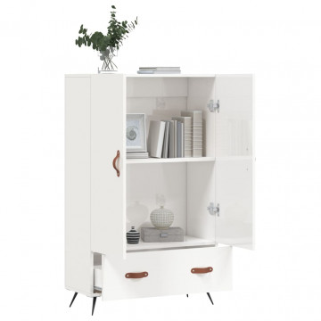 Dulap înalt, alb extralucios, 69,5x31x115 cm, lemn prelucrat - Img 3