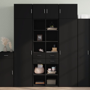 Dulap înalt, negru, 70x42,5x185 cm, lemn prelucrat - Img 2