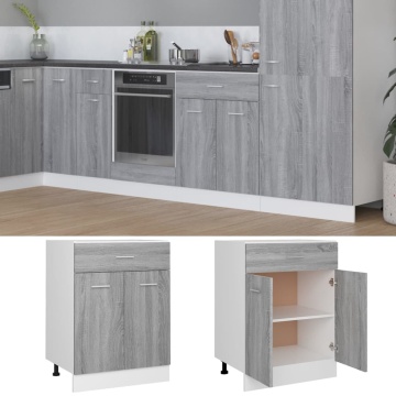Dulap inferior cu sertar gri sonoma 60x46x81,5cm lemn prelucrat - Img 3