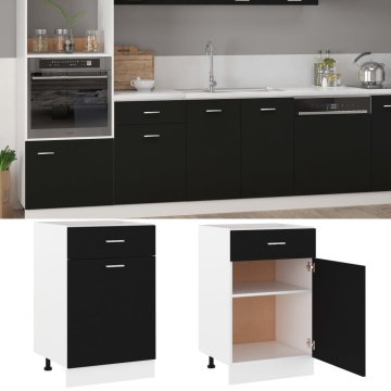 Dulap inferior cu sertar, negru, 50 x 46 x 81,5 cm, PAL - Img 2