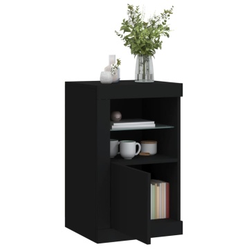 Dulap lateral cu lumini LED, negru, lemn prelucrat - Img 8