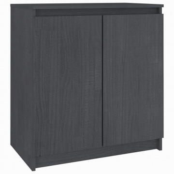 Dulap lateral, gri, 60x36x65 cm, lemn masiv de pin - Img 2