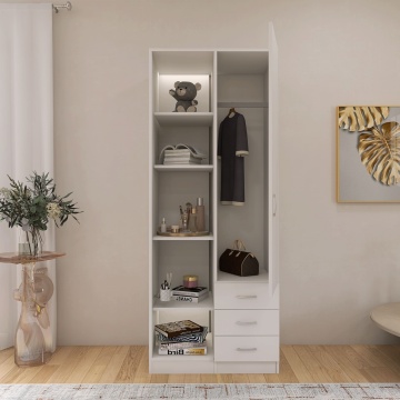 Dulap Mixt Alpin cu o Usa si 3 Sertare, 200x80x50 cm, Culoare Alb, Material din PAL de 18mm - Img 3