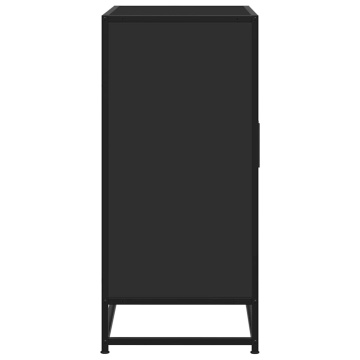 Dulap, negru, 68x35x76 cm, lemn prelucrat și metal - Img 8