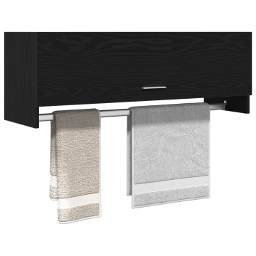 Dulap Negru Stejar 100x32,5x35 cm Lemn prelucrat - Img 3