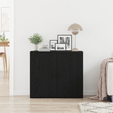 Dulap negru stejar 80x33x70 cm din lemn înginerat - Img 4