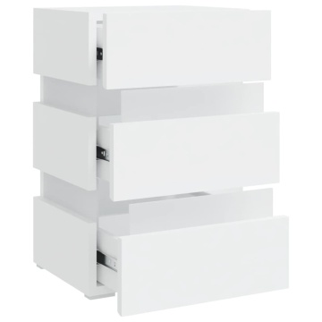 Dulap noptieră cu LED, alb, 45x35x67 cm, lemn prelucrat - Img 6