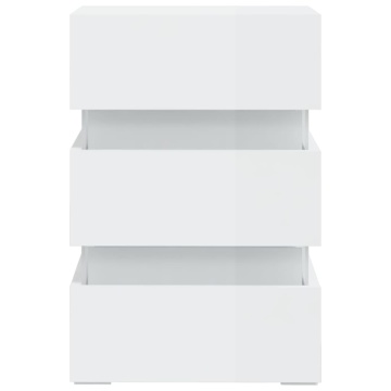 Dulap noptieră cu LED alb extralucios 45x35x67cm lemn prelucrat - Img 8