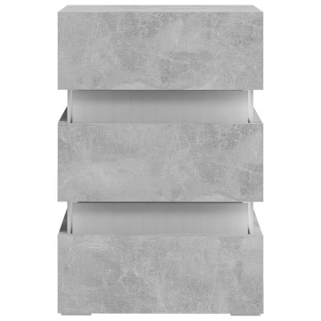 Dulap noptieră, cu LED, gri beton, 45x35x67 cm, lemn prelucrat - Img 8