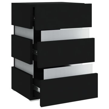 Dulap noptieră, cu LED, negru, 45x35x67 cm, lemn prelucrat - Img 6