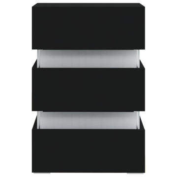 Dulap noptieră, cu LED, negru, 45x35x67 cm, lemn prelucrat - Img 8