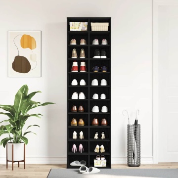 Dulap Pantofi Stejar Negru 54x34x183 cm Lemn prelucrat - Img 3