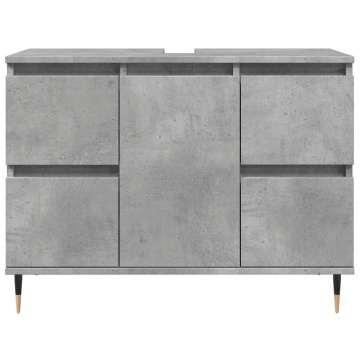 Dulap pentru baie, gri beton, 80x33x60 cm, lemn compozit - Img 4