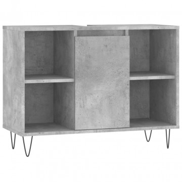 Dulap pentru baie, gri beton, 80x33x60 cm, lemn compozit - Img 2